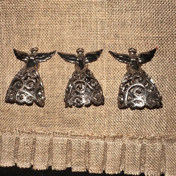 Lenox Metal Silver Tone Angels of HOPE LOVE PEACE Ornament 3" Beautiful 3-Piece - Picture 5 of 8